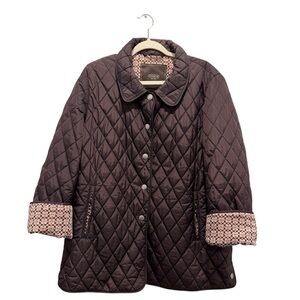Coach Diamond Quilted Signature C Barn Puffer Jacket Equestrian Classic Brown XL